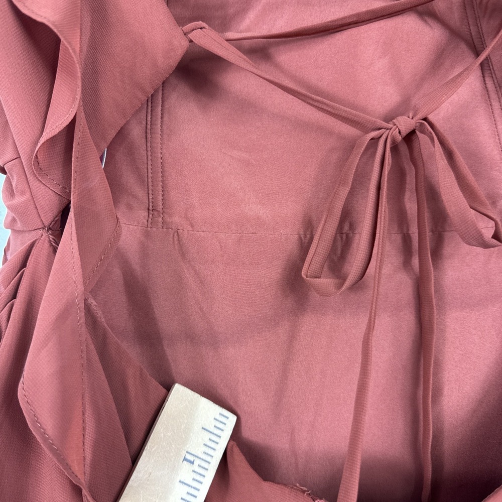 Azazie Rust Ruffled-Sleeve Column Gown - Picture 14 of 15